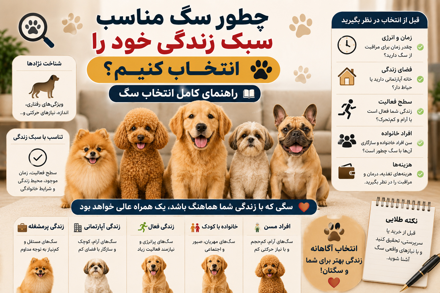 انتخاب سگ مناسب برای سبک زندگی