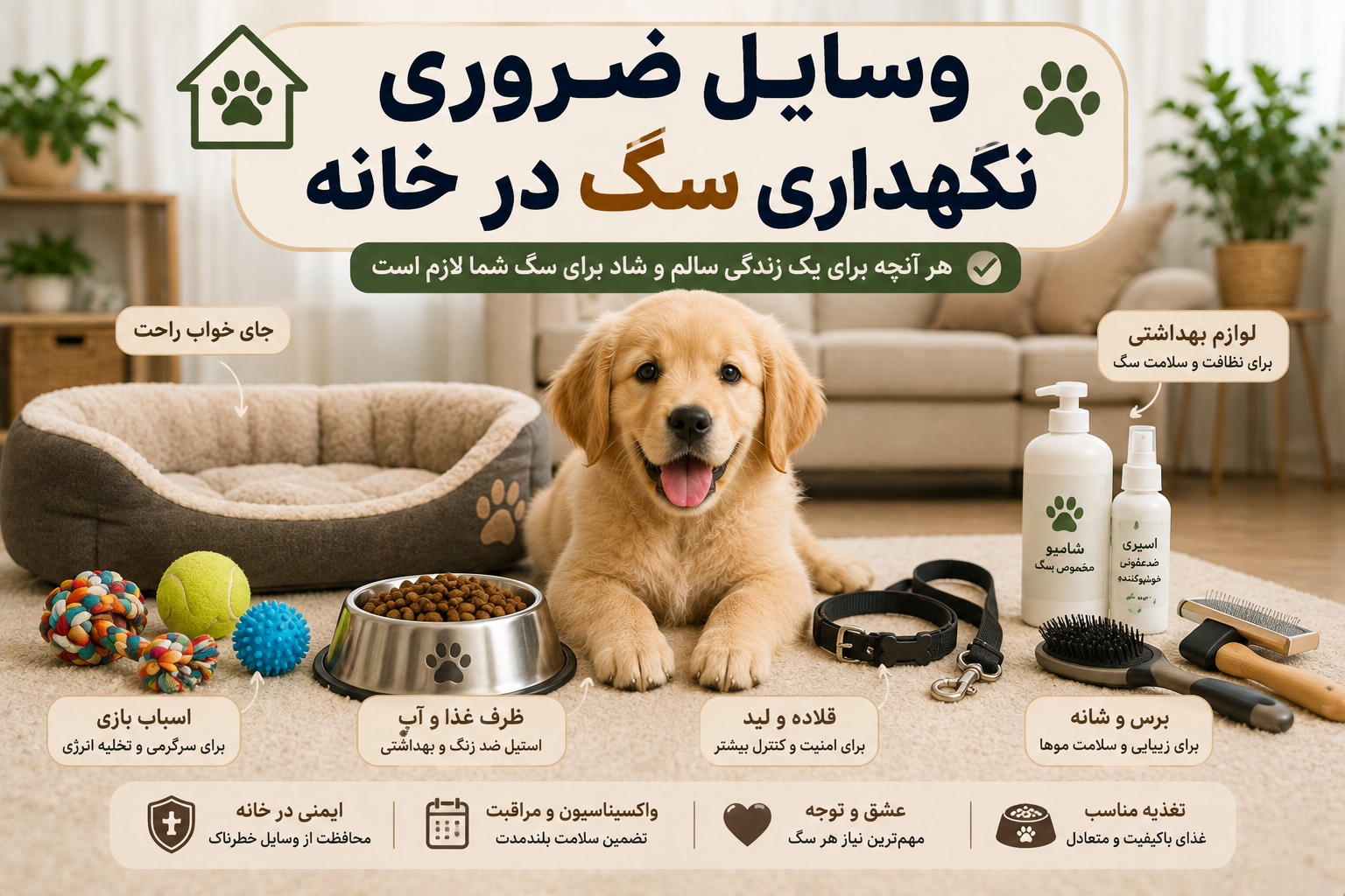 وسایل ضروری نگهداری سگ در خانه