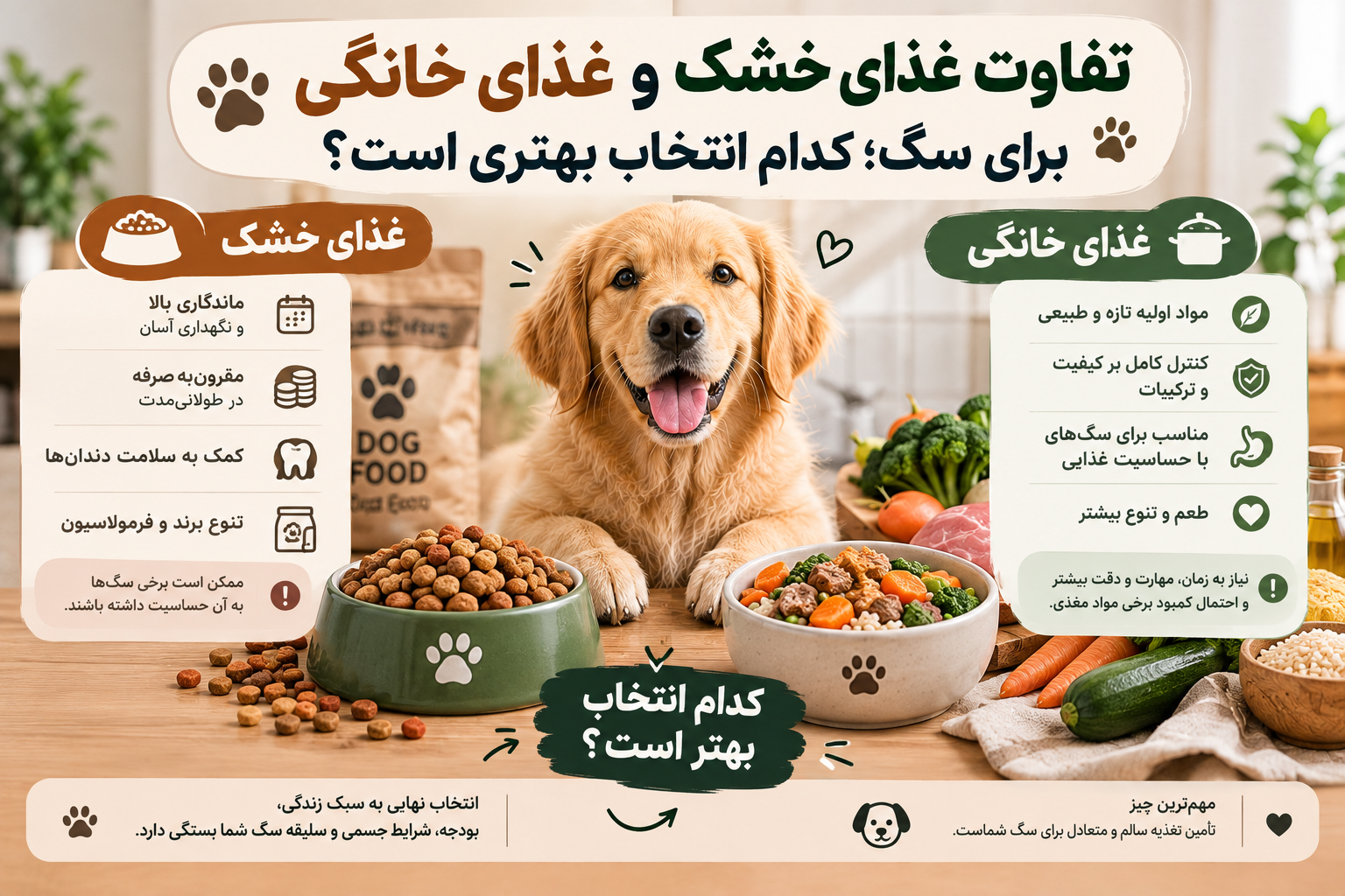 تفاوت غذای خشک و غذای خانگی